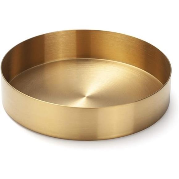 Round Gold Tray Stainless Steel Jewelry, Make up, Candle Plate Decorative Tray - Picture 8 of 8